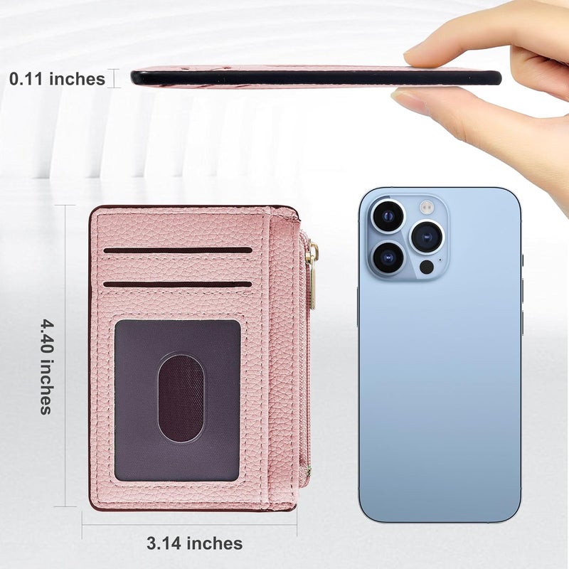 Tipmile Credit Card Holder for Women Slim Minimalist Front Pocket RFID Blocking Wallet Small Compact Card Case with ID Window, Dusty Pink - Image 5